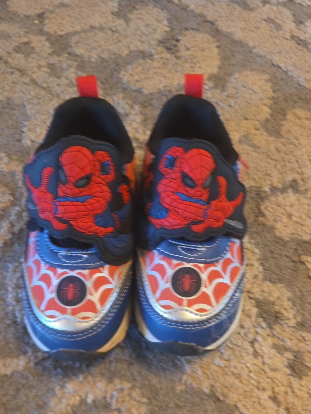 Kids Red and Blue Spider-Themed Light-Up Sneakers